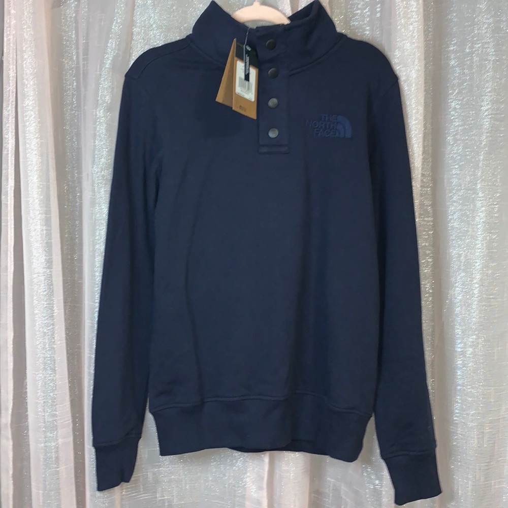 NWT The North Face Men’s Snap Fleece Pullover Sweatshirt Navy Blue Size Small